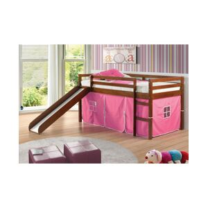 Donco Kids Twin Tent Loft Bed with Slide - Honey Brow