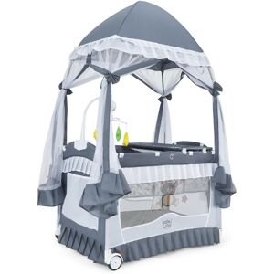 Costway 4 in 1 Portable Baby Playard Crib Bassinet Bed Changing Table Canopy - Grey