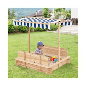 Sugift Kids Wooden Sandbox with Canopy and Bench Seats - Open Miscellaneous