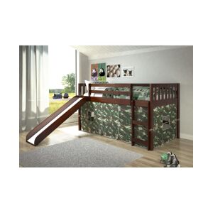 Donco Kids Twin Mission Tent Loft Bed with Slide - Dark Brown