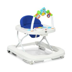 Slickblue 2-in-1 Foldable Baby Walker with Adjustable Heights - Blue