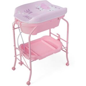 Slickblue Portable Baby Changing Table with Storage Basket and Shelves - Pink