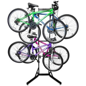 RaxGo Freestanding Garage Bike Rack, 4 Bike Rack with Hooks - Black