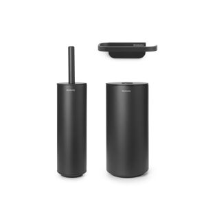 Brabantia Mindset Toilet Set- Toilet Brush, Toilet Roll Holder, Toilet Roll Dispenser - Mineral Infinite Gray