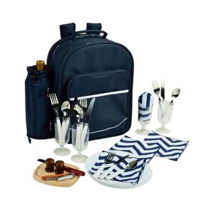 Picnic at Ascot Deluxe 4 Person Picnic Backpack Cooler with Insulated Wine Pouch - Indigo