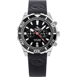 Strumento Marino Men's Skipper Dual Time Zone Black Silicone Strap Watch 44mm, Created for Macy's - Stainless Steel Black