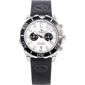 Strumento Marino Men's Skipper Dual Time Zone Black Silicone Strap Watch 44mm, Created for Macy's - Stainless Steel White