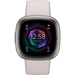 Fitbit Sense 2 Lunar White Platinum Smartwatch, 39mm - Lunar White, Platinum