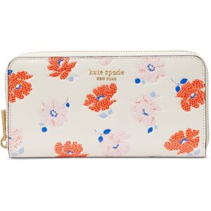 Kate Spade New York Morgan Dotty Floral Embossed Saffiano Leather Zip Around Continental Wallet - White Multi