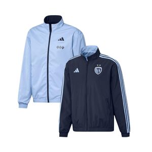 Men's adidas Navy, Light Blue Sporting Kansas City 2023 On-Field Anthem Full-Zip Reversible Team Jacket - Navy, Light Blue