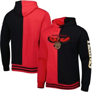 Men's Mitchell & Ness Red, Black Atlanta Hawks Hardwood Classics Split Pullover Hoodie - Red, Black