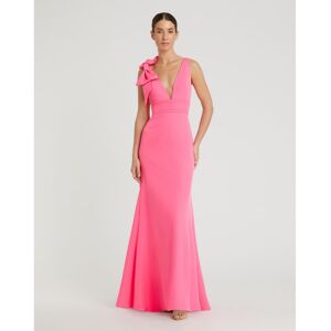 Mac Duggal Women's Sleeveless V Neck Bow Detail Mermaid Gown - Candy pink