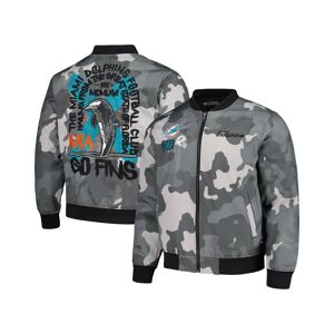 The Wild Collective Men's and Women's The Wild Collective Gray Distressed Miami Dolphins Camo Bomber Jacket - Gray