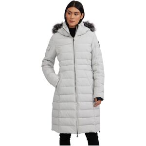 Pajar Women's Venice Long Puffer with Removable Faux Fur Trim - Silver