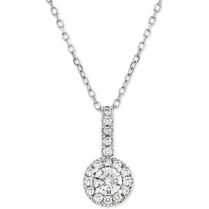 Macy's Diamond Halo Adjustable Pendant Necklace (1/3 ct. t.w.) in 14k White Gold - White Gold