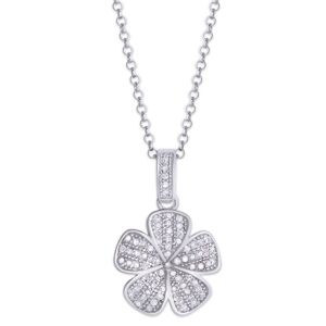 Macy's Diamond 1/4 ct. t.w. Flower Pendant Necklace in Sterling Silver - Silver