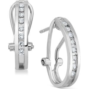 Macy's Diamond J-Hoop Earrings (1/4 ct. t.w.) in Sterling Silver or 14K Gold-Plated Sterling Silver - Silver