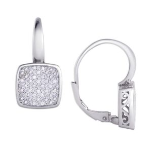 Macy's Diamond 1/4 ct. t.w. Square Cushion Leverback Earrings in Sterling Silver - Silver