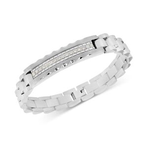 Macy's Men's Diamond (1/5 ct. t.w.) Id Bracelet in Stainless Steel - Stainless Steel