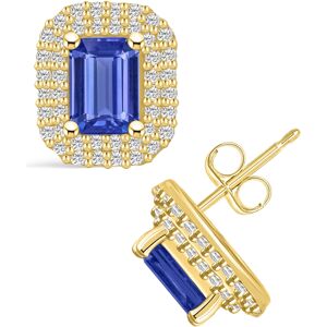 Macy's Tanzanite (2 Ct. t.w.) and Diamond (3/4 Ct. t.w.) Halo Stud Earrings - Gold