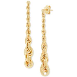 Italian Gold Graduated Rope Linear Earrings in 14k Gold, 1 1/2 inch - Yellow Gold