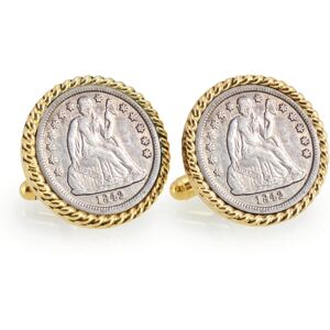 American Coin Treasures Seated Liberty Silver Dime Rope Bezel Coin Cuff Links - Gold