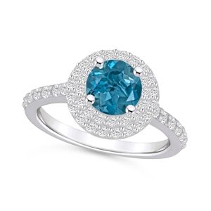 Macy's London Blue Topaz and Diamond Accent Halo Ring in 14K White Gold - London Blue Topaz