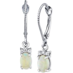 Macy's Opal (5/8 ct.tw) & Diamond Accent Leverback Drop Earrings in 14k White Gold - White Gold