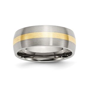 Chisel Stainless Steel with 14k Gold Inlay Brushed 8mm Band Ring - Silver