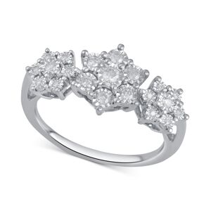 Macy's Diamond Triple Cluster Ring (1/4 ct. t.w.) in Sterling Silver - Sterling Silver