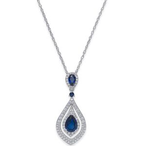 Macy's Sapphire (1-1/4 ct. t.w.) and Diamond (1/2 ct. t.w.) Pendant Necklace in 14k Gold (Also available in Ruby and Emerald) - Sapphire