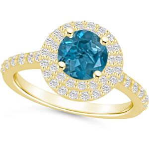 Macy's London Blue Topaz and Diamond Accent Halo Ring in 14K Yellow Gold - London Blue Topaz