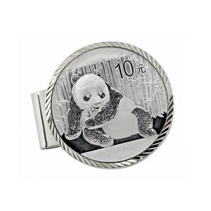 American Coin Treasures Men's American Coin Treasures Sterling Silver Diamond Cut Money Clip with Silver Panda Coin - Silver