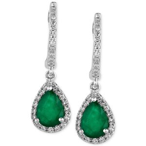 Effy Collection Brasilica by Effy Emerald (1-1/8 ct. t.w.) and Diamond (1/4 ct. t.w.) Drop Earrings in 14k White Gold, Created for Macy's