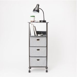 Dormify 3-Drawer Charging Cart on Wheels, Features 2 Usb Ports and 1 Outlet - Grommeted grey