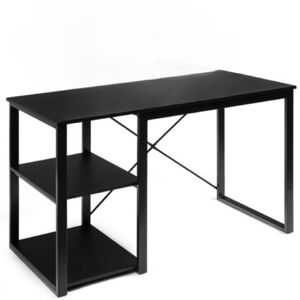 Slickblue Computer Desk with Bamboo Top & 2 Storage Shelves - Black