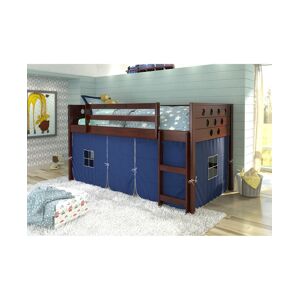 Donco Kids Twin Circles Low Loft Bed with Tent - Dark Brown