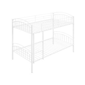 Simplie Fun Twin Over Twin Metal Bunk Bed, Divided Into Two Beds - White