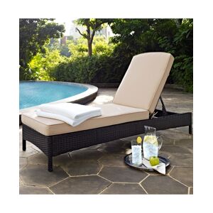 Crosley Palm Harbor Outdoor Wicker Chaise Lounge With Cushions - Tan