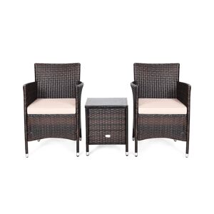 Slickblue 3 Pcs Outdoor Rattan Wicker Furniture Set - Beige