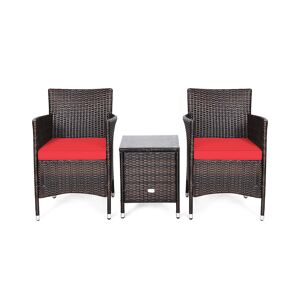 Slickblue 3 Pcs Outdoor Rattan Wicker Furniture Set - Red