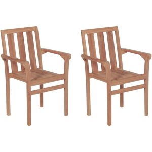 Vidaxl Stackable Patio Chairs 2 pcs Solid Teak Wood - Brown