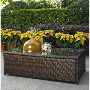 Crosley Palm Harbor Outdoor Wicker Glass Top Table - Brown