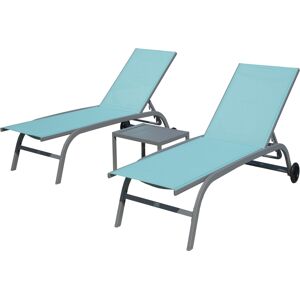 Simplie Fun Chaise Lounge Outdoor Set of 3, Lounge Chairs for Outside with Wheels, Outdoor Lounge Chairs with 5 Adjustable Position, Pool Lounge Chair