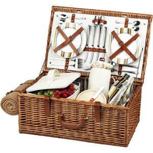 Picnic at Ascot Dorset English-Style Willow Picnic Basket for 4 with Blanket - Turquoise