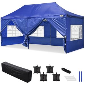 Instahibit 10x20FT Canopy Wedding Party Tent Pop Up Folding Gazebo Outdoor w/ 4 Sidewalls & Bag Navy - Blue