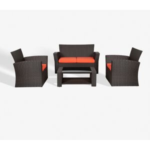 WestinTrends 4-Piece Modern Patio Conversation Sofa Set with Cushions - Chocolate/orange