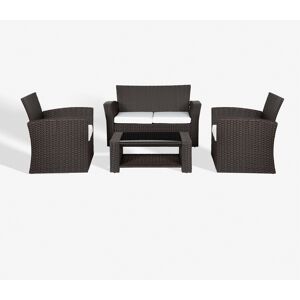 WestinTrends 4-Piece Modern Patio Conversation Sofa Set with Cushions - Chocolate/white