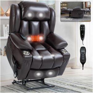 Simplie Fun 350 lbs Power Lift Recliner with Massage & Heating - Brown