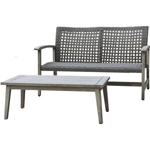 Dukap Monterosso 2 Piece Sofa and Table Seating Set - Light Gray